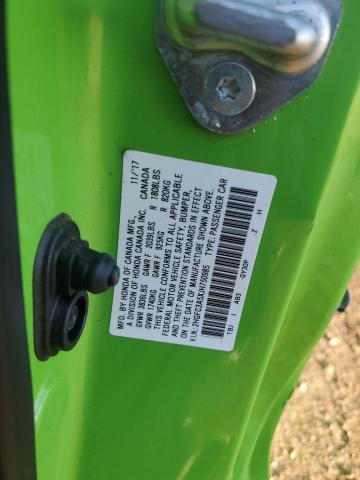 2HGFC3A5XJH750985 - 2018 HONDA CIVIC SI GREEN photo 12