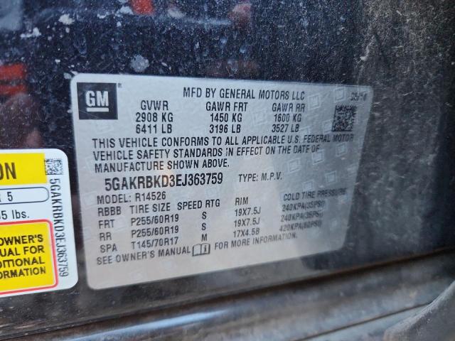 5GAKRBKD3EJ363759 - 2014 BUICK ENCLAVE 黑色 照片 13