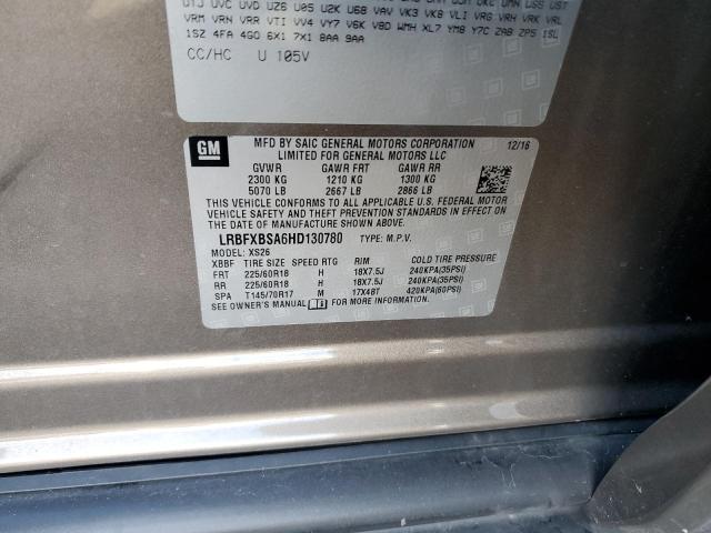 LRBFXBSA6HD130780 - 2017 BUICK ENVISION ESSENCE Մոխրագույն լուսանկար 13