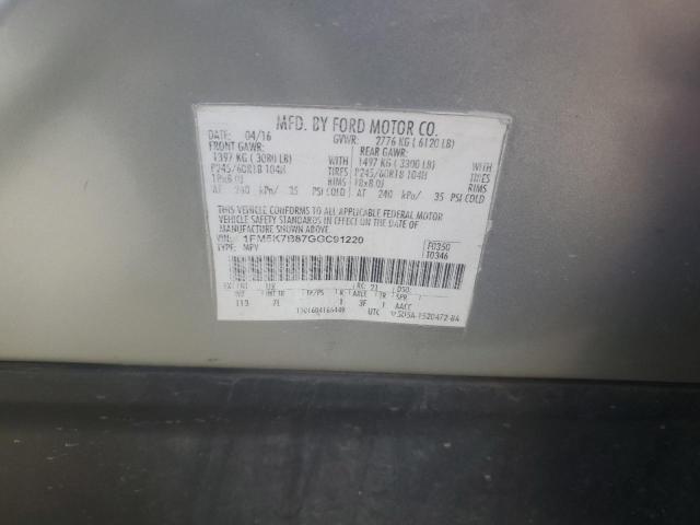 1FM5K7B87GGC91220 - 2016 FORD EXPLORER SILVER photo 13