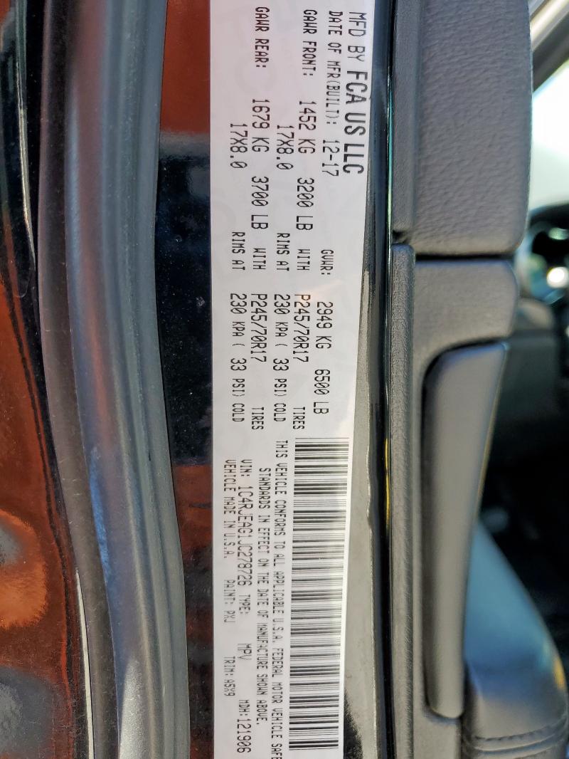 1C4RJEAG1JC278726 - 2018 JEEP GRAND CHER LAREDO Noir photo 13