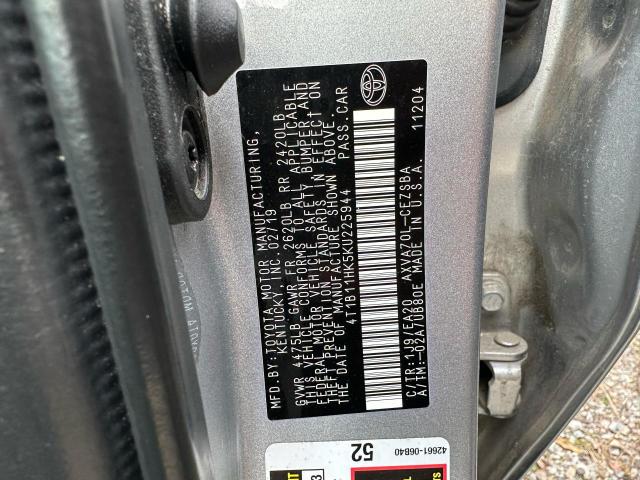 4T1B11HK5KU225944 - 2019 TOYOTA CAMRY L SILVER photo 10