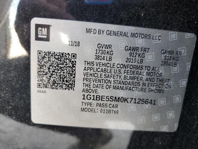 1G1BE5SM0K7125641 - 2019 CHEVROLET CRUZE LT BLACK photo 12