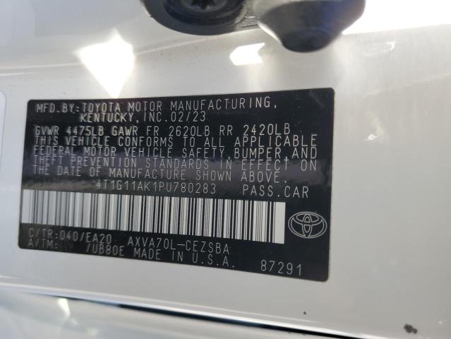 4T1G11AK1PU780283 - 2023 TOYOTA CAMRY SE NIGHT SHADE WHITE photo 13