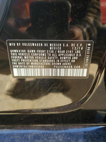 3VW2B7AJ1HM303989 - 2017 VOLKSWAGEN JETTA S Qara foto 12