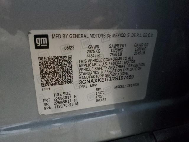 3GNAXKEG3RS107459 - 2024 CHEVROLET EQUINOX LT ნაცრისფერი ფოტო 14