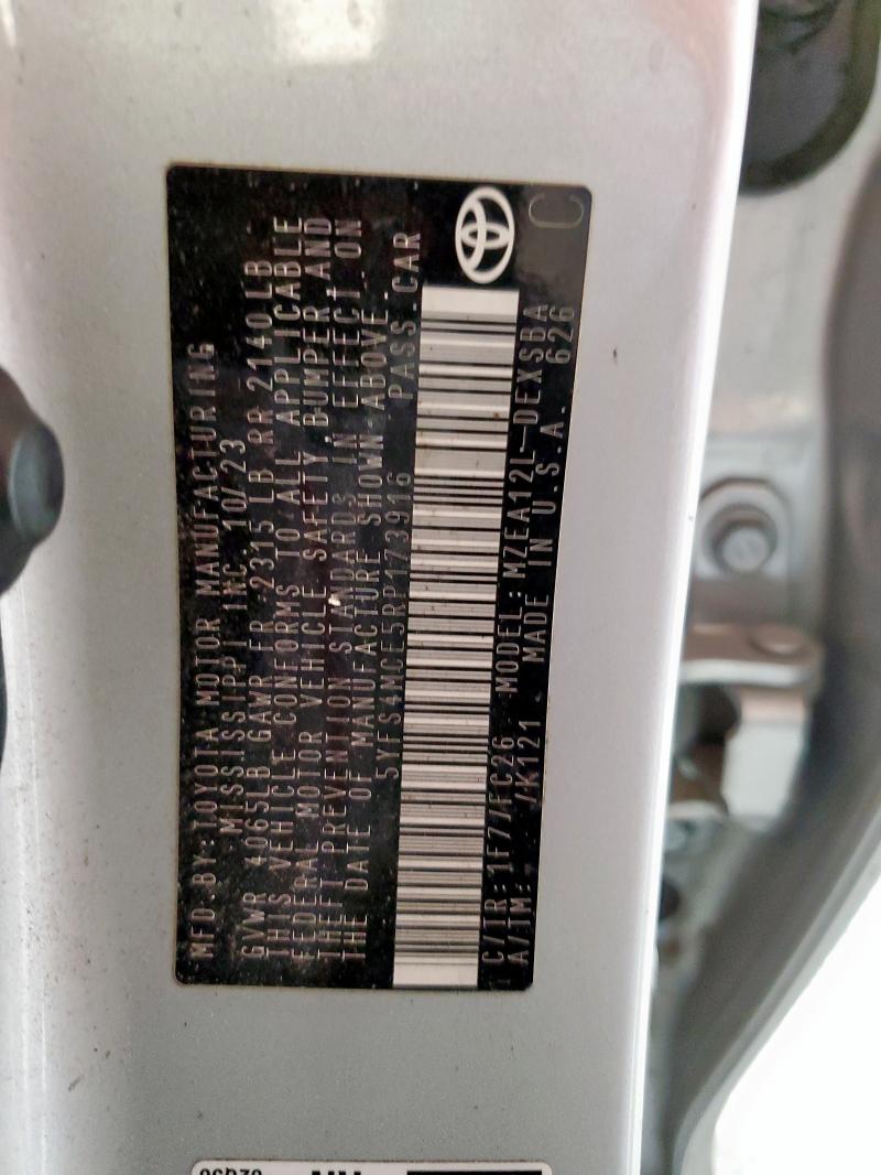 5YFS4MCE5RP173916 - 2024 TOYOTA COROLLA SE Plata foto 12