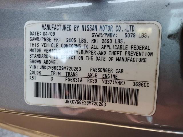 JNKCV66E29M720263 - 2009 INFINITI G37 BASE SILVER photo 12