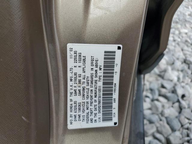 SHSRD78873U110511 - 2003 HONDA CR-V EX TAN photo 13