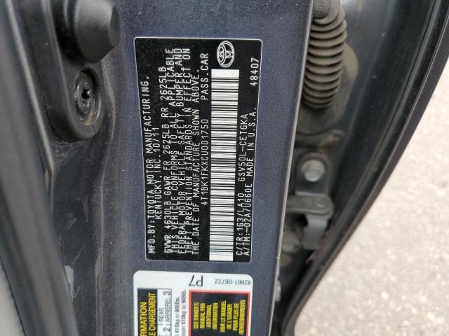 4T1BK1FKXCU001750 - 2012 TOYOTA CAMRY SE GRAY photo 12