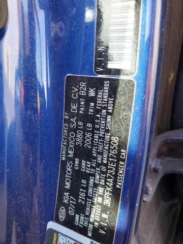 3KPFK4A73JE176508 - 2018 KIA FORTE LX BLUE photo 12