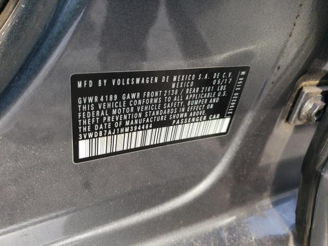 3VWDB7AJ1HM394464 - 2017 VOLKSWAGEN JETTA SE Gris photo 13