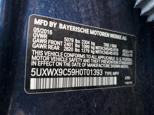 5UXWX9C59H0T01393 - 2017 BMW X3 XDRIVE28I BLUE photo 13
