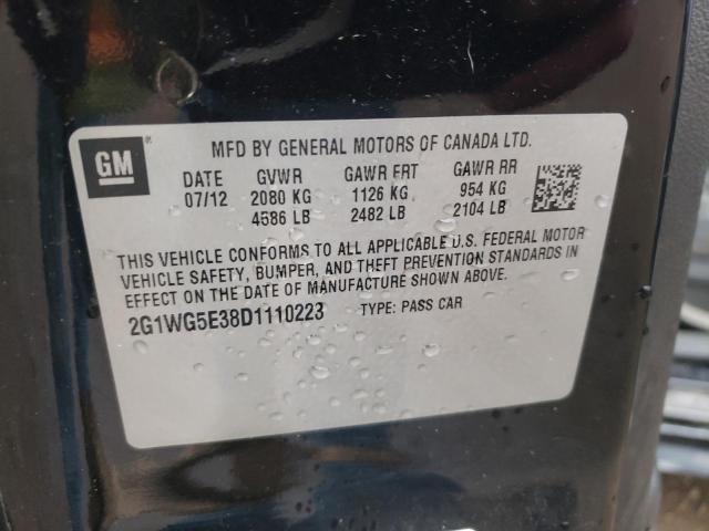 2G1WG5E38D1110223 - 2013 CHEVROLET IMPALA LT BLACK photo 12