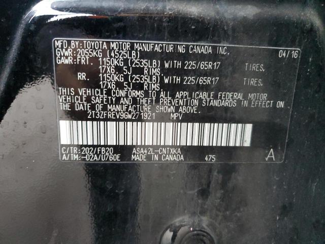 2T3ZFREV9GW271921 - 2016 TOYOTA RAV4 LE BLACK photo 13