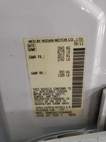 1N4AL2AP9CN409114 - 2012 NISSAN ALTIMA BASE თეთრი ფოტო 13