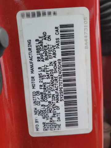 5Y2SP67079Z405049 - 2009 PONTIAC VIBE RED photo 12