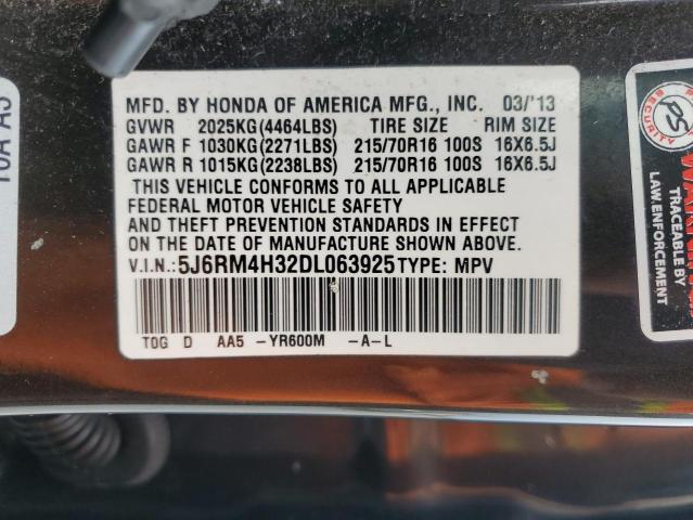 5J6RM4H32DL063925 - 2013 HONDA CR-V LX Noir photo 12