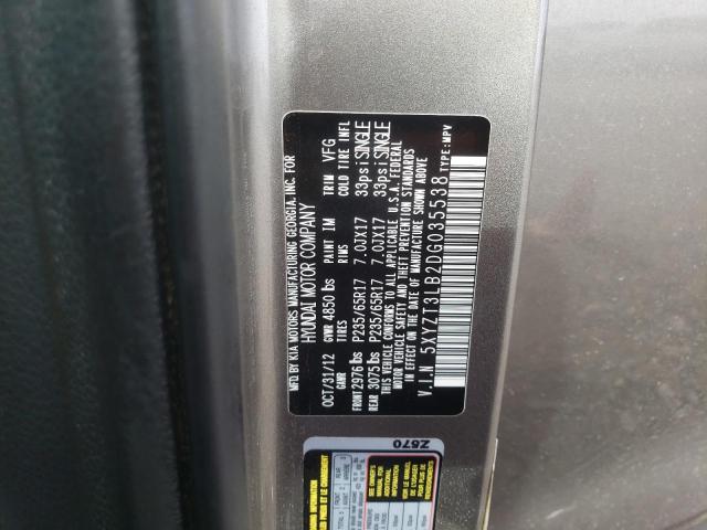 5XYZT3LB2DG035538 - 2013 HYUNDAI SANTA FE S GRAY photo 13