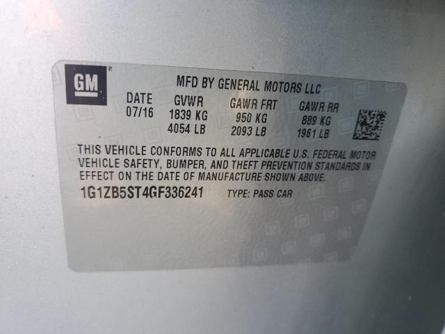 1G1ZB5ST4GF336241 - 2016 CHEVROLET MALIBU LS 银色 照片 12