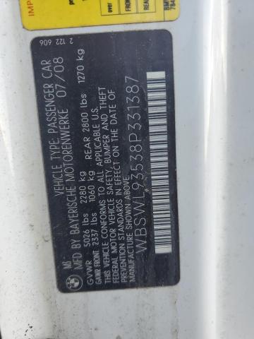 WBSWL93538P331387 - 2008 BMW M3 WHITE photo 12