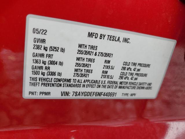 7SAYGDEF6NF440691 - 2022 TESLA MODEL Y Qırmızı foto 13