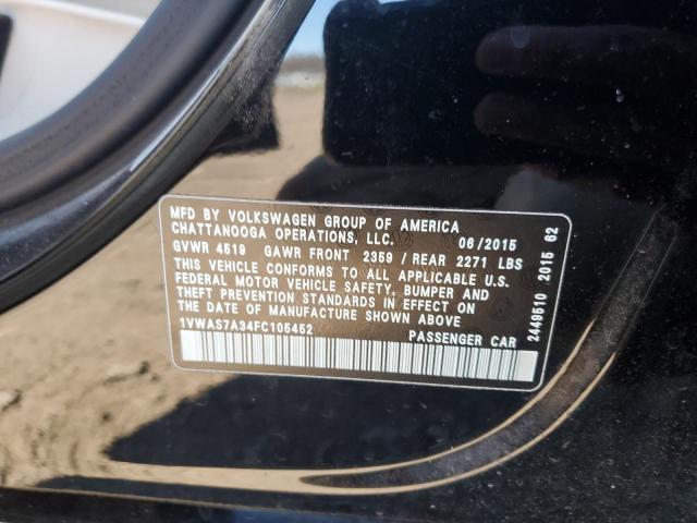 1VWAS7A34FC105452 - 2015 VOLKSWAGEN PASSAT S Siyah fotoğraf 12