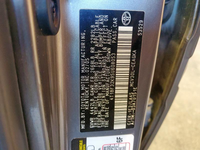 4T1BF32K95U608053 - 2005 TOYOTA CAMRY LE 灰色 照片 12