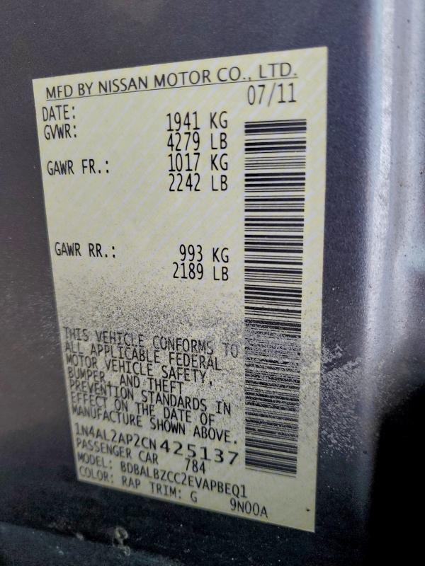 1N4AL2AP2CN425137 - 2012 NISSAN ALTIMA BASE ლურჯი ფოტო 12