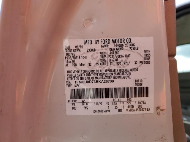 1FMCU0D73BKA28709 - 2011 FORD ESCAPE XLT WHITE photo 13