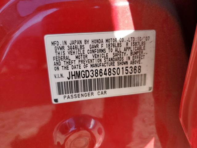 JHMGD38648S015368 - 2008 HONDA FIT SPORT 红色 照片 14