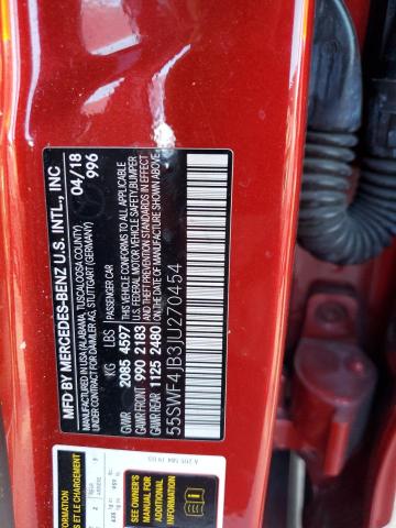 55SWF4JB3JU270454 - 2018 MERCEDES-BENZ C 300 RED photo 12