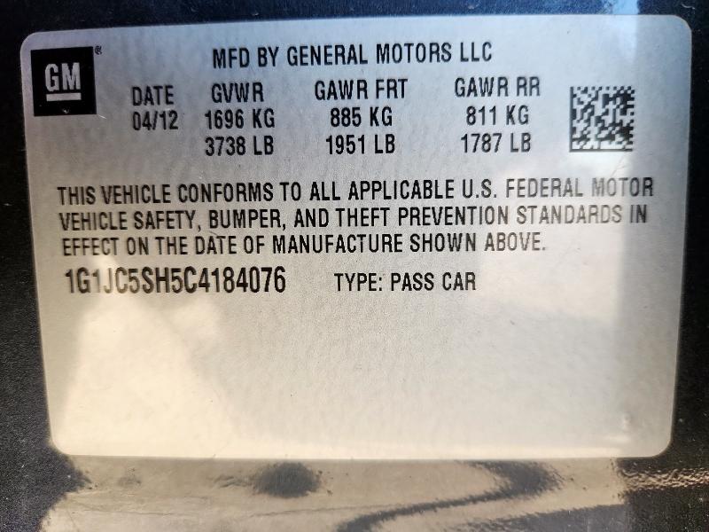 1G1JC5SH5C4184076 - 2012 CHEVROLET SONIC LT GRAY photo 12