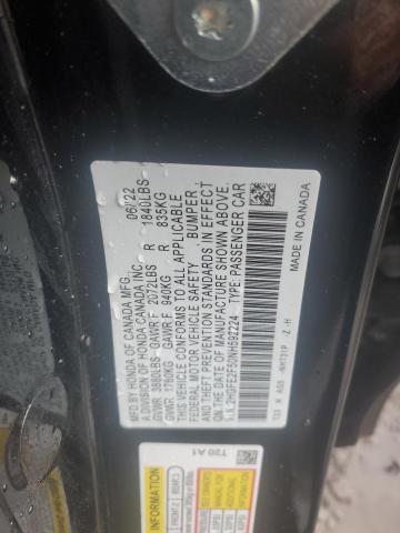 2HGFE2F50NH592224 - 2022 HONDA CIVIC SPORT 黑色 照片 12