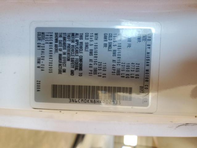 3N6CM0KN8HK702935 - 2017 NISSAN NV200 2.5S WHITE photo 14