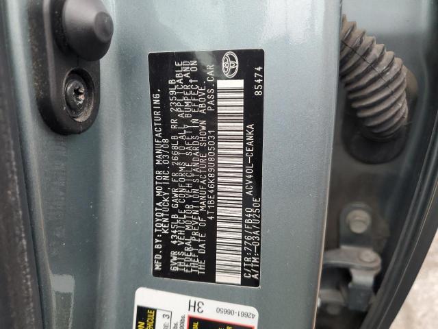 4T1BE46K89U805031 - 2009 TOYOTA CAMRY BASE GREEN photo 12