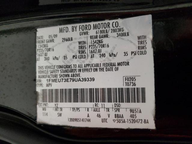 1FMEU73E79UA39339 - 2009 FORD EXPLORER XLT BLACK photo 13