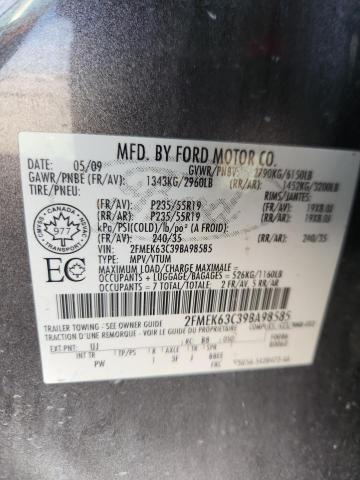 2FMEK63C39BA98585 - 2009 FORD FLEX LIMITED ნაცრისფერი ფოტო 13