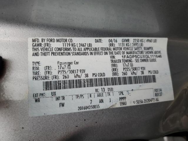 1FADP5CUXGL111646 - 2016 FORD C-MAX PREMIUM SEL SILVER photo 12