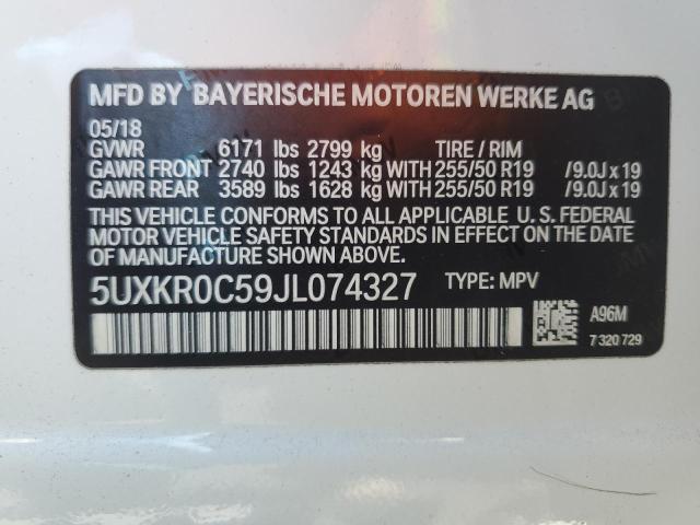 5UXKR0C59JL074327 - 2018 BMW X5 XDRIVE35I 白色 照片 13