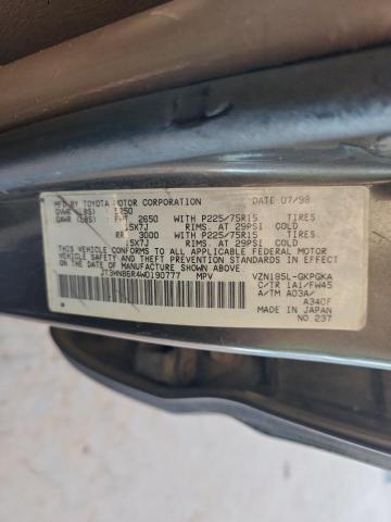 JT3HN86R4W0190777 - 1998 TOYOTA 4RUNNER SR5 შავი ფოტო 14