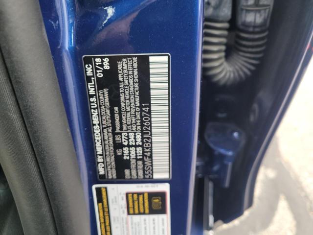 55SWF4KB2JU260741 - 2018 MERCEDES-BENZ C 300 4MATIC BLUE photo 10