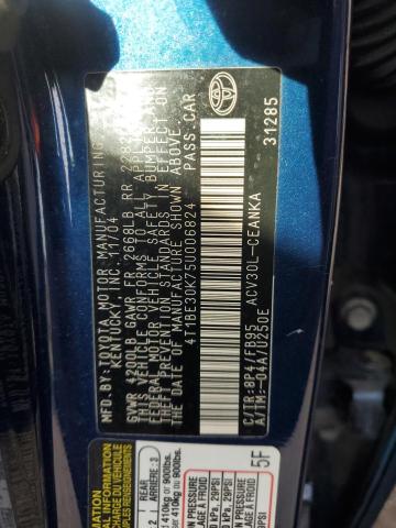 4T1BE30K75U006824 - 2005 TOYOTA CAMRY LE BLUE photo 12