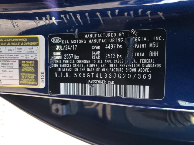 5XXGT4L33JG207369 - 2018 KIA OPTIMA LX BLUE photo 12