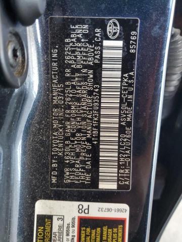 4T1BF1FK3FU935743 - 2015 TOYOTA CAMRY LE BLACK photo 12