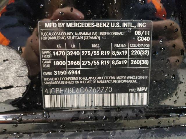 4JGBF7BE6CA762770 - 2012 MERCEDES-BENZ GL 450 4MATIC BLACK photo 13