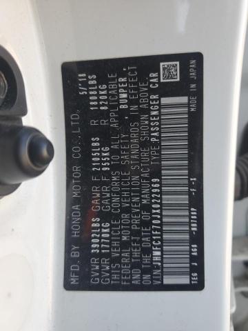 JHMFC1F70JX022969 - 2018 HONDA CIVIC EXL Սպիտակ լուսանկար 12