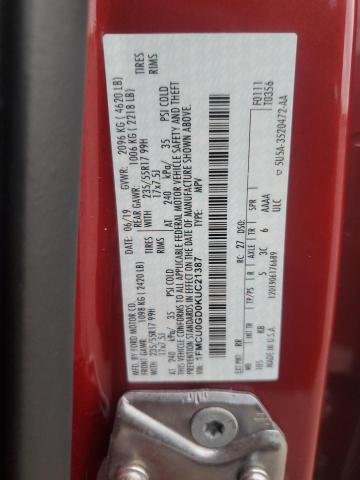 1FMCU0GD0KUC21387 - 2019 FORD ESCAPE SE Czerwony zdjęcie 13