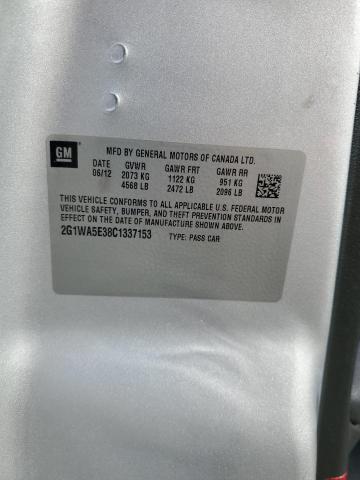 2G1WA5E38C1337153 - 2012 CHEVROLET IMPALA LS ვერცხლისფერი ფოტო 12