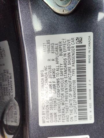 2HGFE2F54NH550168 - 2022 HONDA CIVIC SPORT GRAY photo 13